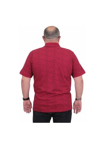 Moc Grande Mocgrande Erkek Büyük Beden Polo Yaka Üçgen Baskılı Tişört 24450 Bordo-Bordo