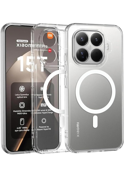 Xiaomi 14t Pro İle Uyumlu Kılıf Kamera Korumalı M-safe Şarj Özellikli Şeffaf Tasarım Z-london Sert Pc Kapak