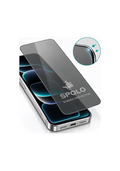 Spolo İphone 17 Ekran Koruyucu Large Arc 500cc Full Hd Oval Kenarlı Darbe Ve Çizilme Koruyucu Cam