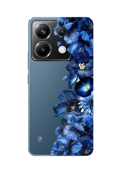 Poco X6 Pro Uyumlu Royal Blue Şakayık Çiçek Demeti Baskılı Silikon Kılıf