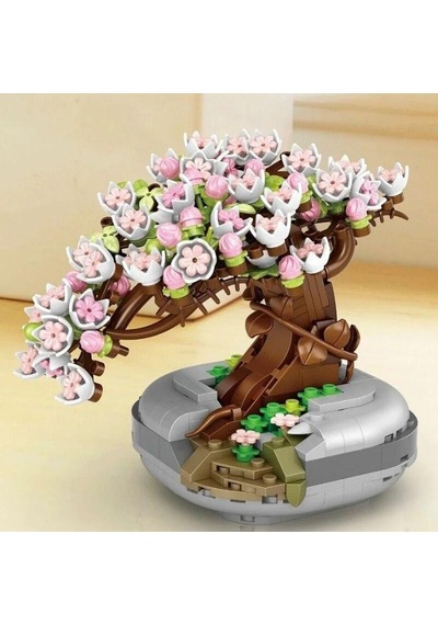 Loz 1661 Ebedi Çiçek Pembe Sakura Kiraz Ağacı Saksı Bitki 3d Modeli Dıy Mini Bloklar Tuğla Yapı Oyuncak Hiçbir Kutu