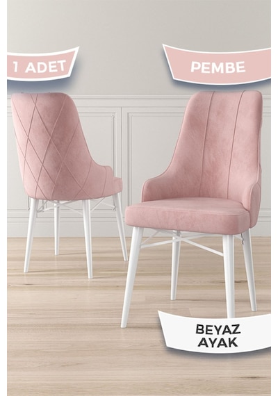 Canisa Neta Serisi, 1.sınıf Babyface Kumaş Pembe Sandalye, Beyaz Gürgen Ayak Sandalye Pembe Ayakları Beyaz