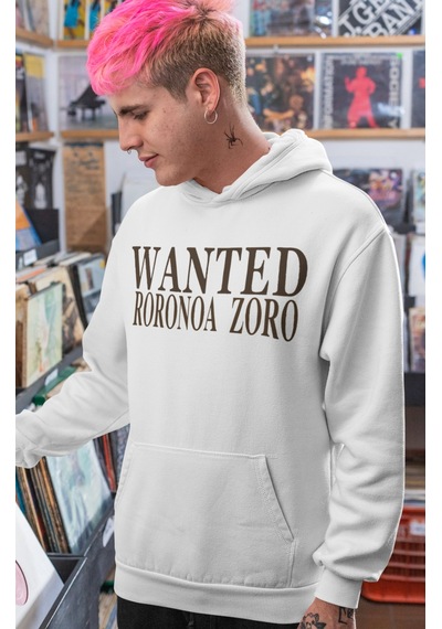 Sevbano Wanted Roronoa Zoro One Piece Anime Sırt Baskılı Unisex Oversize beyaz