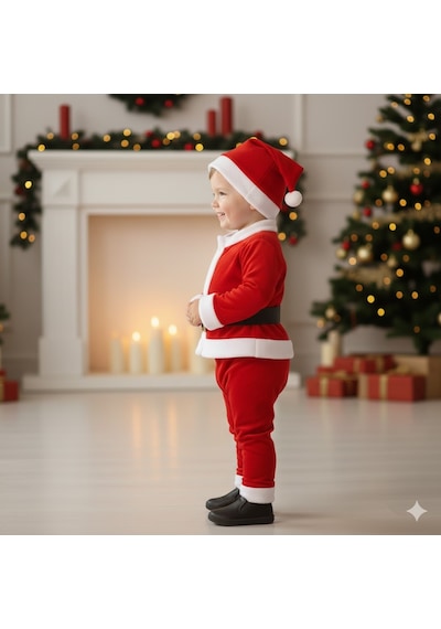 Miniko Kids Erkek Çocuk Noel Yılbaşı Temalı Noel Baba Takımı Kırmızı