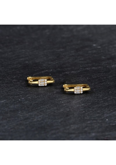 Goldkupe 14 Ayar Modern Baget Halka Altın Küpe 2,10 Gr-3055