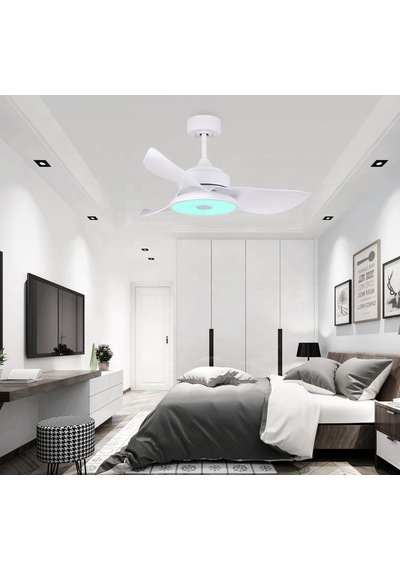 Alsanfan Melodi Beyaz Bluetooth Hoparlör RGB LED Aydınlatmalı Tavan Vantilatörü 91CM