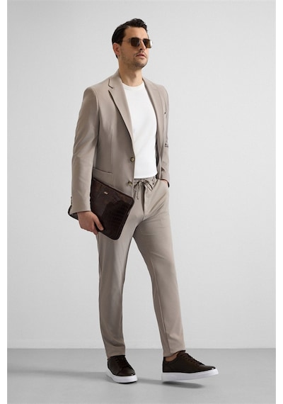 Süvari Sütlü Kahve Slim Mono Yaka Düz Torba Cep 6 Drop Takım Elbise Tk1006900381-kh1 Sütlü Kahverengi