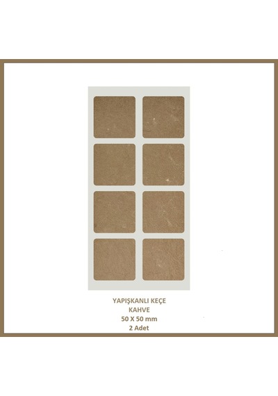 Zemin Koruyucu 50 X 50 Mm Kahve Keçe, Ses Ve Çizik Önleyici Mobilya Keçesi 2 Adet