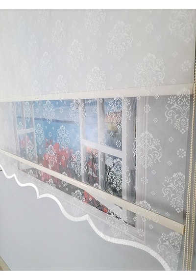 Bbb Damask Desenli Çift Mekanizmalı Tül Stor Perde Mt3049