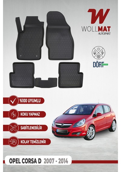Opel Corsa D Paspas 2007 2014 Arası Uyumlu 3d Havuzlu Paspas Seti
