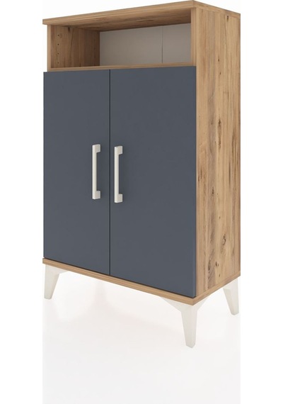 Arges Komodin 3 Raflı 2 Kapaklı 60x30x96 Çam-antrasit Çam