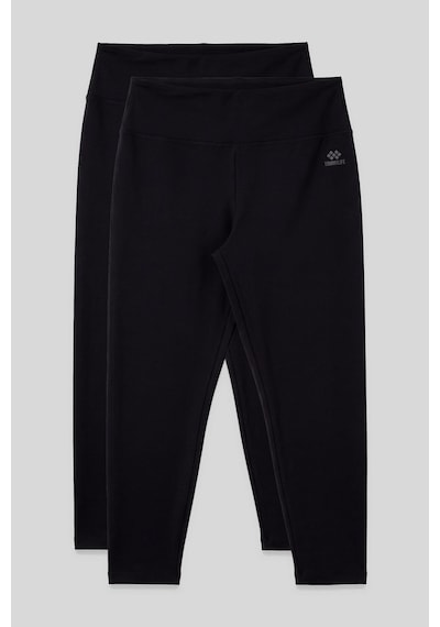 Tommy Life Slim Fit 2li Paket Siyah Büyük Beden Kadın Tayt - 94650