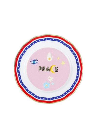 Mamma Mia Peace Yazılı Tabak 22 Cm Çok Renkli