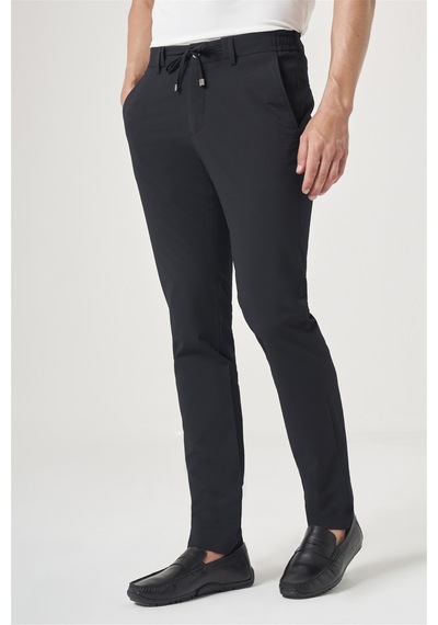 İmza Lacivert Yan Cep Kendinden Desenli Gofreli Jogger Slim Fit Esnek Pantolon 1003260177