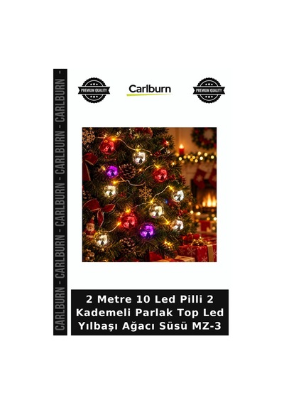 Özel Üretim Ağaç Işığı 2 Metre 10 Led Pilli 2 Kademeli Parlak Top Led Yılbaşı Ağacı Süsü Mz-3 Diğer