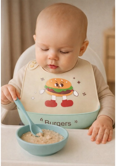 Silikon Bebek Mama Önlüğü Çocuk Mama Önlük Leke Tutmaz Yıkanabilir 829657822