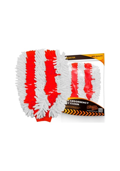 Schön Weiter Double Face Mikrofiber Makarna Yıkama Eldiveni Kırmızı Beyaz