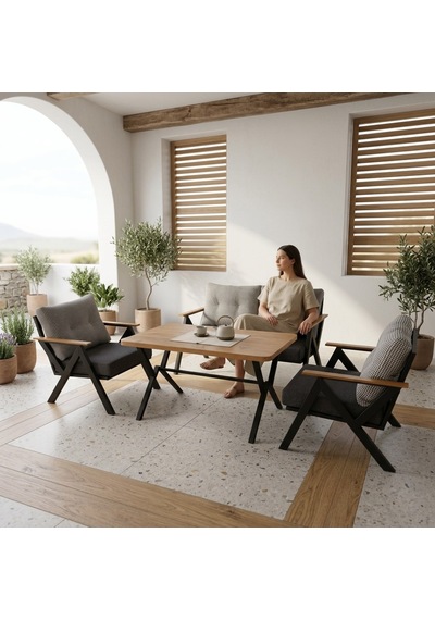 Venedik 2+1+1+ 70x120 Ceviz Desenli Masa Metal Balkon Takımı Keten Dokulu Kumaş Siyah Metal - Bahçe Teras Oturma Grubu Gri - Antrasit Venedik 2+1+1+ 70x120 Ceviz Desenli Masa Metal Balkon Takımı Keten Dokulu Kumaş Siyah Metal - Bahçe Teras Oturma Grubu Gri - Antrasit