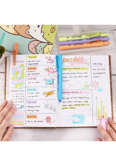 Tr Highlighters Fosforlu Kalemler 6'li Set - Geri Çekilebilir Tasarım Pastel Renkler Genel