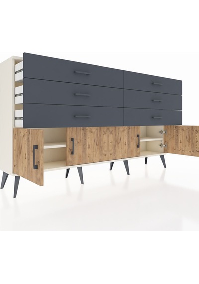 Arges Konsol 2 Raflı 6 Çekmeceli 4 Kapaklı 176x30x99 Aytaşı-çam/a Aytaşı-çam/antrasit Arges Konsol 2 Raflı 6 Çekmeceli 4 Kapaklı 176x30x99 Aytaşı-çam/a Aytaşı-çam/antrasit