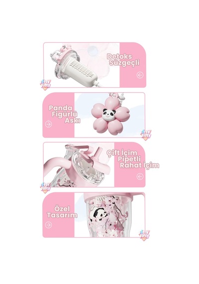 Dıller 860 Ml Pipetli & Rahat İçim Çift Kullanım Tritan Su Matarası Suluk -ffd860ml3renk Pembe