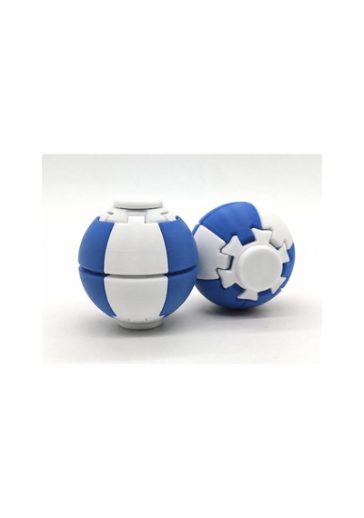 Alvera Press Küresi 3d Baskı Dönüşen Mekanik Fidget Stres Oyuncağı-beyaz-mavi 09356077