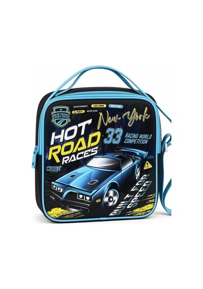 Hot Road Yarış Arabası Beslenme Çantası Çocuk Okul Yemek Çantası Günlük Kullanım 22x22x10 Cm Çok Renkli