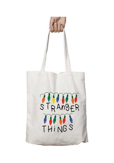 Art Hediye Stranger Things Alfabeler İki Taraf Kalıcı Yıkanabilir Okul Plaj Omuz Bez Çanta Çok Renkli
