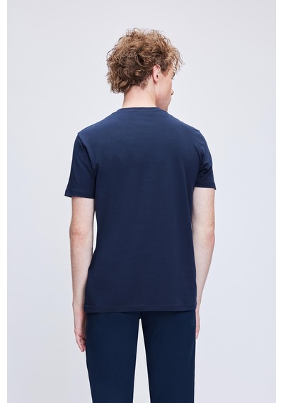 Hatemoğlu Lacivert Regular Fit Bisiklet Yaka Pamuklu Tişört 35102024c005 005 Lacivert