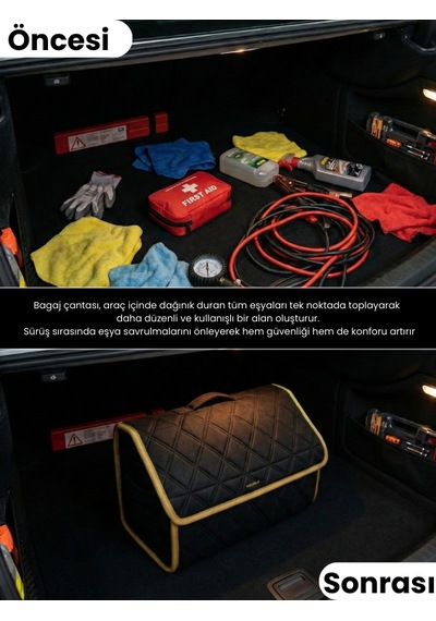 Araç Bagaj Düzenleyici Organizer Tay Tüyü Kaymaz Cırt Bantlı Geniş Hacimli Çanta A9
