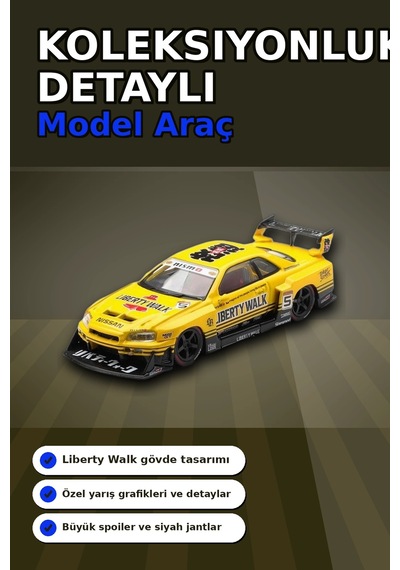 Sarı 1/64 Ölçek Lb-er34 Nissan Skyline Super Silhouette Diecast Model Araba Bx-313332