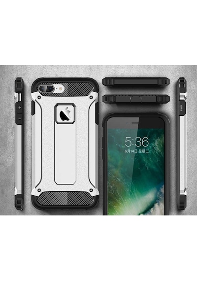 Noktaks - Apple Uyumlu iPhone 8 - Kılıf Çift Katman Zırh Tank Crash Military Kapak - Gri