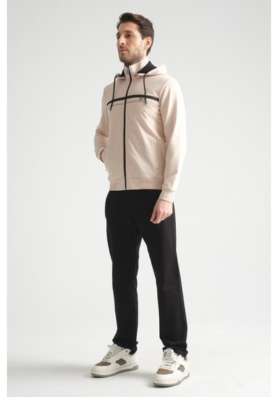 Shooter Sportswear Shooter Premium Dik Yaka Rahat Form Klasik Paça Erkek Eşofman Takımı Bej