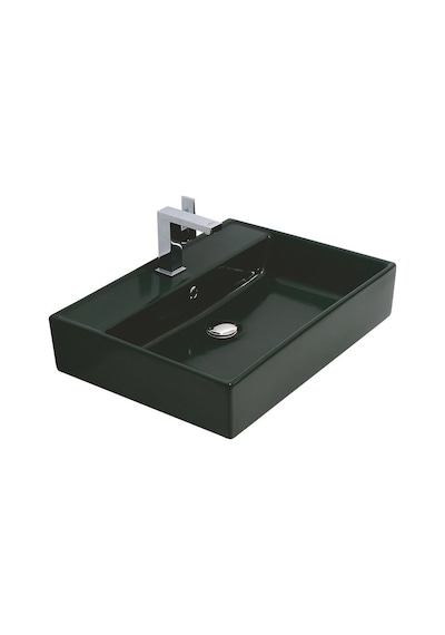 Alvit Architect 45 x 55 CM Tezgah Üstü Lavabo Parlak Siyah