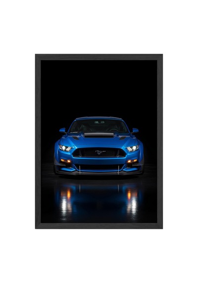 Ford Mustang Shelby Super Snake Siyah Ahşap Çerçeveli Poster, Dekoratif Araba Duvar Tablosu