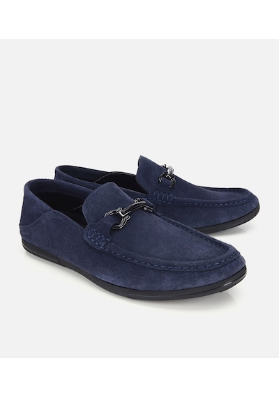 Hotiç Erkek Süet Deri Lacivert Toka Detaylı Comfort Loafer