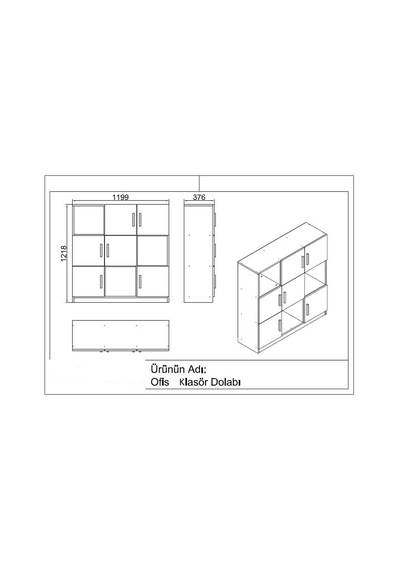Yurudesign Vario G Ofis Klasör Dolabı Kitaplık Barok-Antrasit VO7