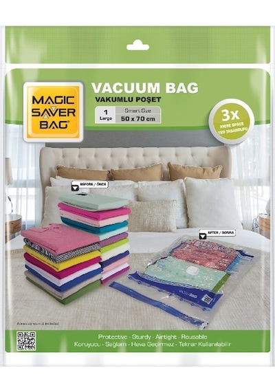 Magic Saver Bag L Vakumlu Poşet 50X70 CM Krem
