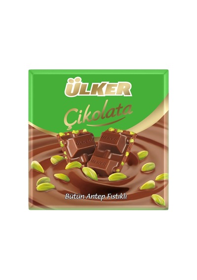 Ülker Kare Çikolata 65g Fıstıklı - Antep Fıstıklı Lezzet 8'li Avantaj Paketi - 8 Adet Tarı