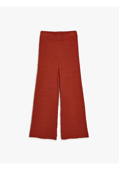 Koton Basic Bol Paça Pantolon Beli Lastikli Pamuk Karışımlı Kiremit 5skg40002ht Kiremit