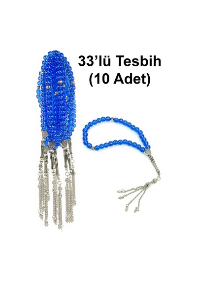 10 Adet 33lü Hac Umre Hediyelik Tesbih - Mavi