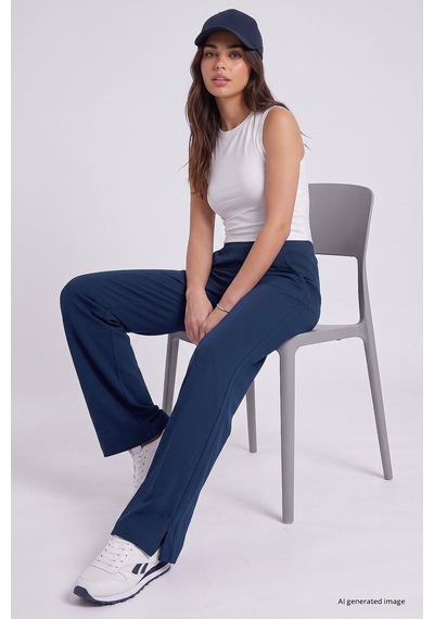 Tommylife Parlament Geniş Paça Pileli Kadın Pantolon - 94688 Mavi