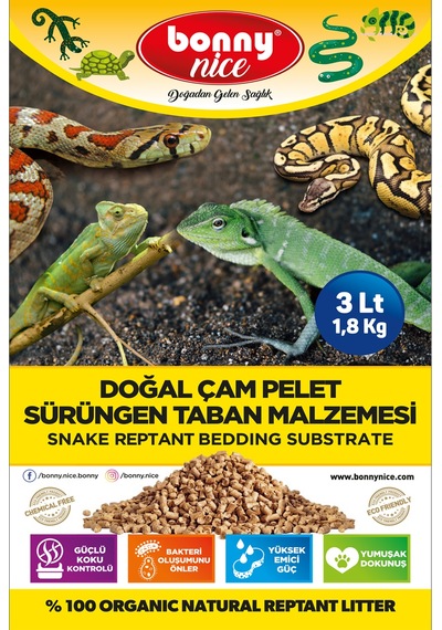 Bonny Nice Doğal Çam Pellet Sürüngen Taban Malzemesi 3 l x 3 Pk