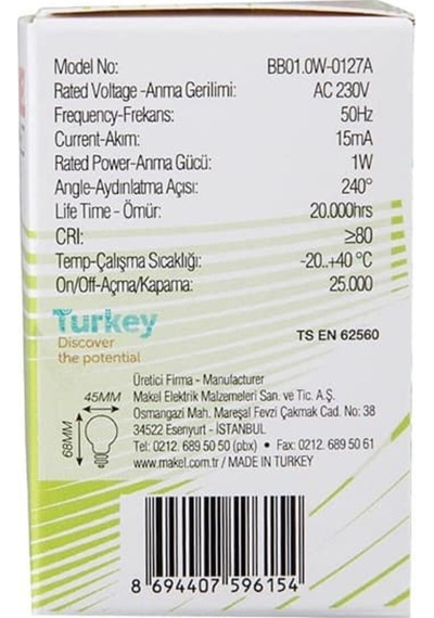 Makel 1W Led Gece Lambası Beyaz(417979795) Çok Renkli