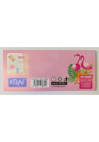 Yapışkanlı Not Kağıdı Set Flamingo Temalı 20x5 Yaprak 50x50mm