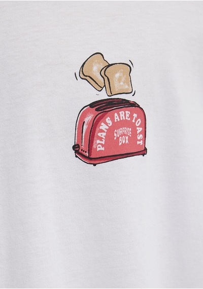 Mavi - Plans Are Toast Baskılı Beyaz Tişört 0613648-620