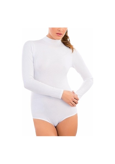 3 Adet İmer Bayan Pamuklu Balıkçı Yaka Çıtçıtlı Kancalı Body 9258 Beyaz