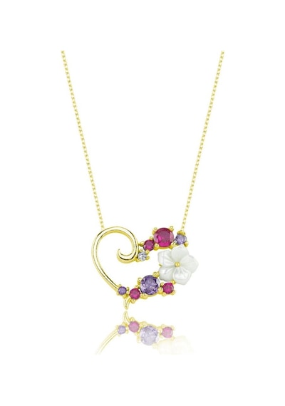 Aşk Senfonisi Manolya Çiçeği Gold Renk Flowers Gümüş Kolye