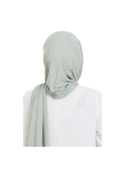 Modish Group Penye Boyun Kapamalı Şal Başörtü Hazır Giyim Turban Esnek Jersey Şal Açık Yeşil