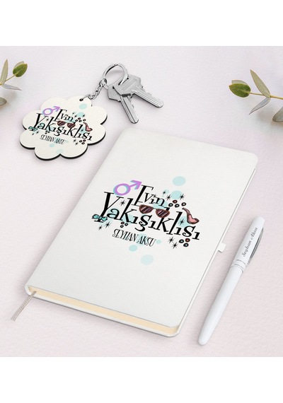 Kişiye Özel Evin Yakışıklısı Beyaz Defter Kalem Ve Anahtarlık Hed N11.11737